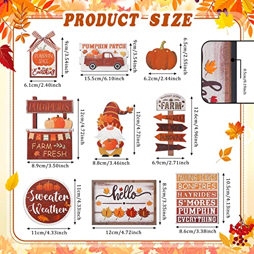 13 Pcs Fall Thanksgiving Tiered Tray Decor Pumpkin Maple Gnome Wooden Signs