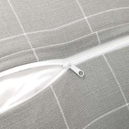 Pure Linen Plaid Throw Pillow Covers 18x18, Set of 2, Silver Gray - color: Silver Gray, size: 18x18inch