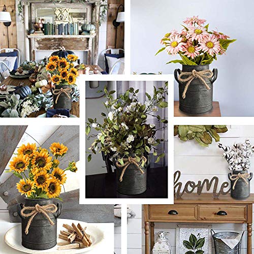 Small Vintage Old Fashion Farmhouse Vase Milk Can Flower Pot for Home,Garden Decoration or Gift - color: Rusty Sliver