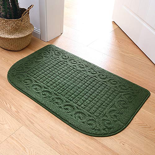 COSY HOMEER 32x20 Half Round Kitchen Rug,Non Slip Washable Mat,Green 1PC - color: Green, size: 1'8" x 2'8" (Semicircular)
