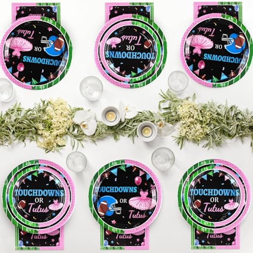 Grencian 96Pcs Football Gender Reveal Party Decorations for Baby, Serves 24 - style: Football Gender Reveal Kit