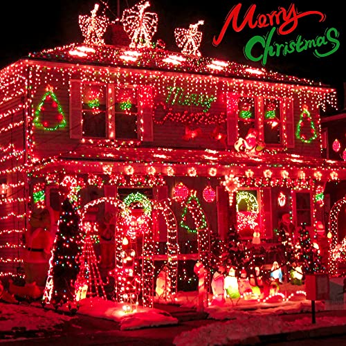 300 LED Red Icicle Lights,33FT Christmas Lights Outdoor - color: Red