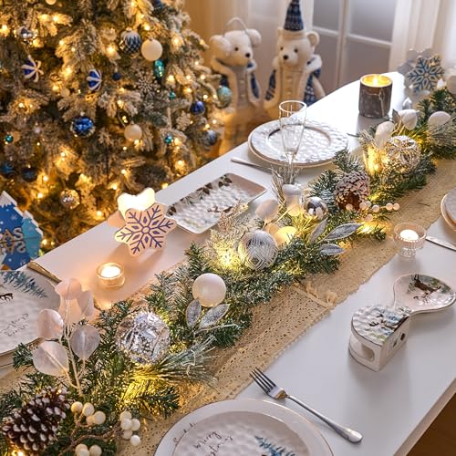 Valery Madelyn 9 Feet Pre-Lit Christmas Garland with Lights Snowy White - color: Snowy White, size: 9 feet