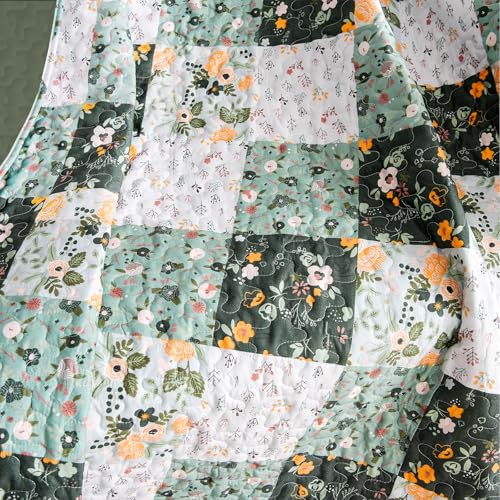 Exclusivo Mezcla Reversible Boho Quilted Throw Blanket, 50"x 60" - color: Patchwork Green, size: 50 x 60 inch