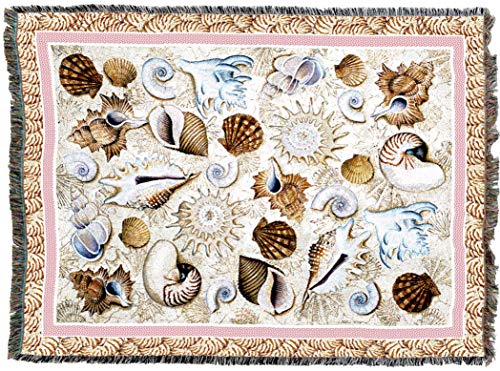 Pure Country Weavers Seashells Blanket by Elena Vladykina - Coastal Ocean Beach Gift Tapestry Throw Woven from Cotton - Made in the USA (72x54) - color: Seashells, size: 72" x 54"