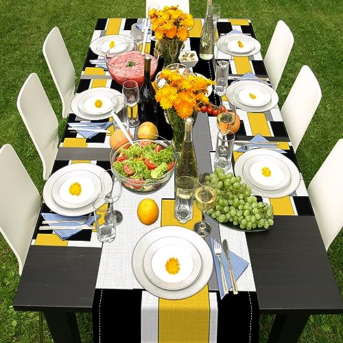 ArtSocket Table Runner and Placemats Set of 6, Abstract Geometric - color: Geometric Yellow