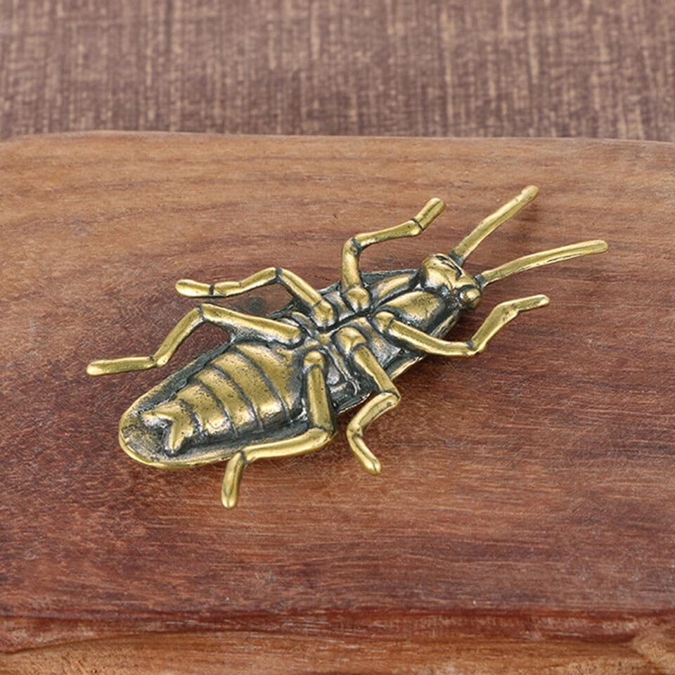 TEAMWILL Small Brass Metal Statue Ornament Animal Figurines Figurine House Office Table Decoration (Cockroach) - style: Cockroach