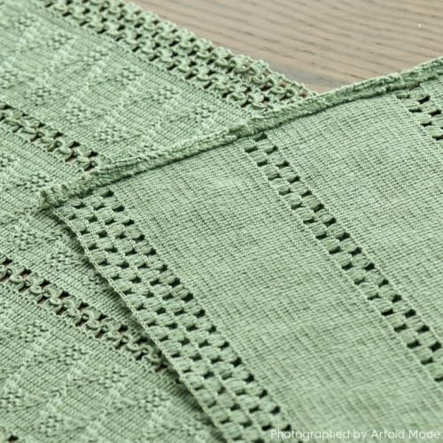 Artoid Mode Light Green Woven Farmhouse Hollow Table Runner 12x36 Inch - color: Light Green, size: 12" x 36", Table Runner