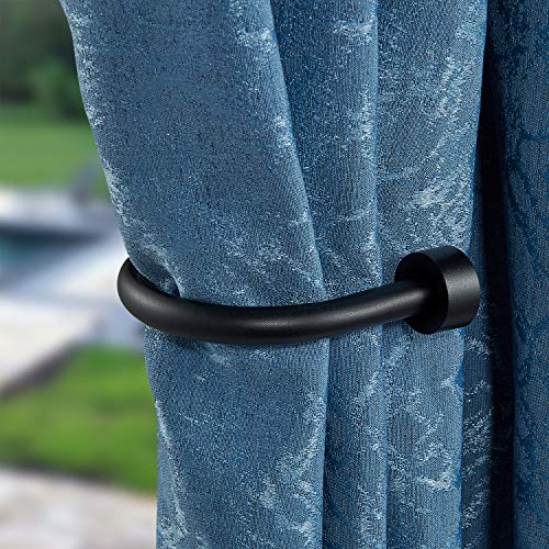 Premium Curtain Holdback, Quality Metal Decorative Curtain Holdbacks with Zinc Alloy Cap Finials,Rust-Proof, Set of 4 Window Curtain Holdbacks,Matte Black - color: 2pcs-matte Black