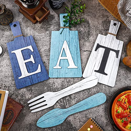 Jetec Cutting Board Eat Sign Set Wall Decor, Dark Blue, Light Blue, White - color: Dark Blue, Light Blue, White