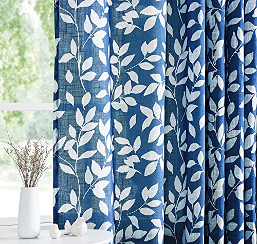 Navy Blue White Sheer Curtains 54" Basement Laundry Small Windows 2pk - color: Navy, size: 52"W x 54"L (Pack of 2)