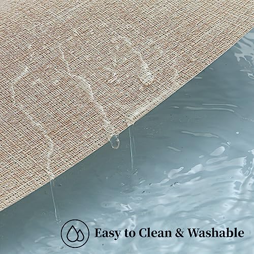 Woven Vinyl Beige Placemats Set of 24, Linen Look & Easy to Clean - color: Beige, size: Set of 24