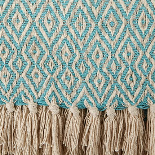 DII Rustic Farmhouse Double Diamond Woven Throw, 50x60, Aqua - color: Aqua, size: 50x60"
