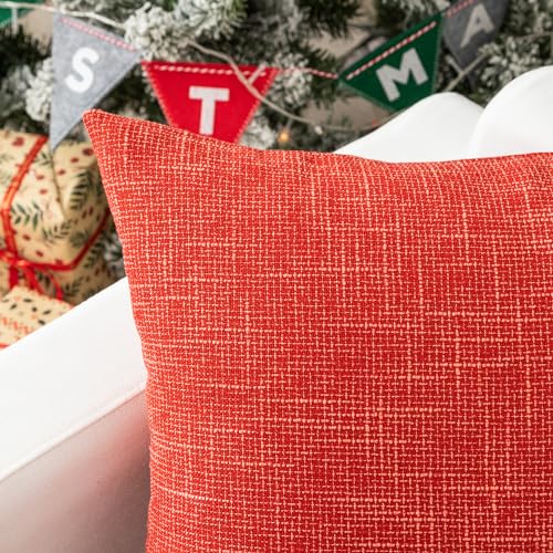 Kevin Textile Pack of 2 Fall Throw Pillow Covers Cases for Couch Bed Sofa Super Soft Faux Linen Decorative Cushion Case 18 X 18 Inches Burnt Brick - color: Burnt Brick, size: 18" x 18" (Pack of 2)