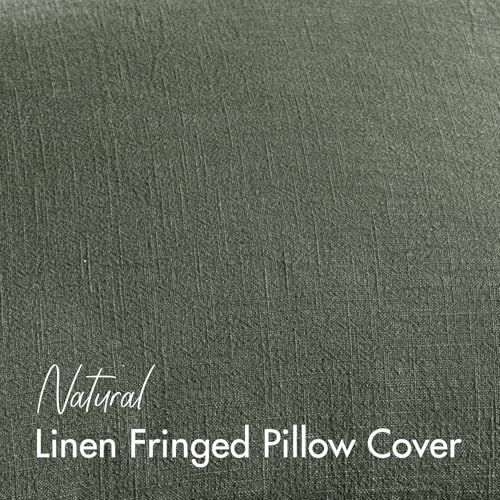 Linen Fringe Pillow Covers 18x18 Inch Set of 2,Dark Olive Green - color: Dark Olive Green, size: 18" x 18" (Pack of 2)