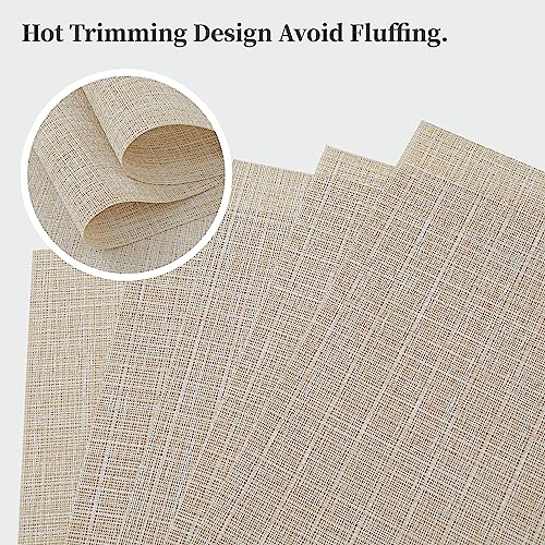 Woven Vinyl Beige Placemats Set of 24, Linen Look & Easy to Clean - color: Beige, size: Set of 24