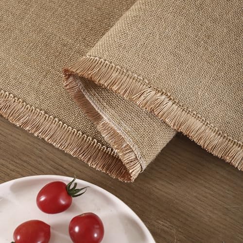 Simple&Opulence Boho Macrame Table Runner - 12 x 90 Inch, Burlap Farmhouse Linen Table Runner with Tassels for Bohemian Rustic Wedding, Bridal Shower, Dinner (Tassels - Brown ) - size: 12"x90", style: Fringe - Brown