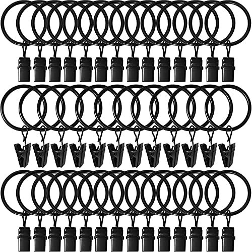 40 Pack Metal Curtain Rings with Clips, 1.26 in ID, Black - color: Black, size: 1.26" I D 40 Pack