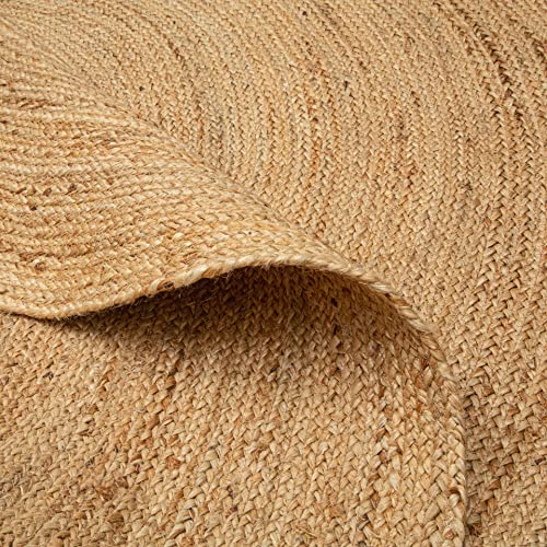 THE BEER VALLEY Jute Braided Area Rug 6 Feet Round - Natural - color: Natural, size: 6' (Round)
