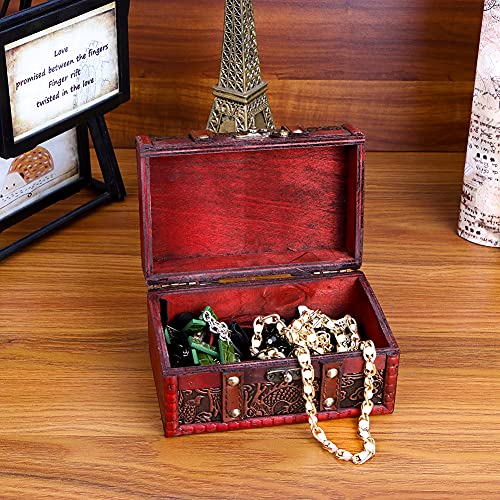 WaaHome Treasure Box Chest - 6.2" Decorative Wood Boxes Vintage Pirate Treasure Chest for Kids Jewelry Keepsake Box with Lids for Women Men Girls Boys Gifts Home Decor - color: 6.2" Old