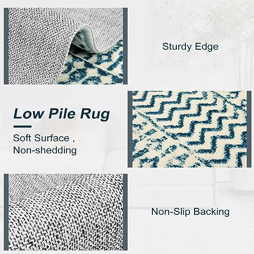 Entry Way Rugs Indoor Runner, 2'6''x8' Coastal Runner Rug - color: Royal Blue, size: 2'6" x 8' (Runner)