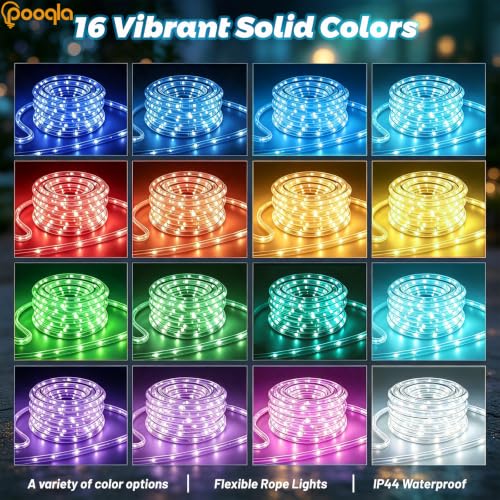 Pooqla Battery String Lights Outdoor, 100LED RGB Rope Lights for Outside - color: RGB (Red, Green, Blue), size: 100LED×1