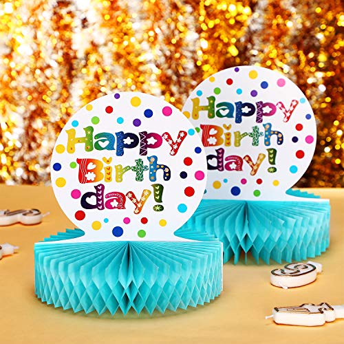 Rainbow Birthday Honeycomb Centerpiece for Table Decorations, 2 Pack