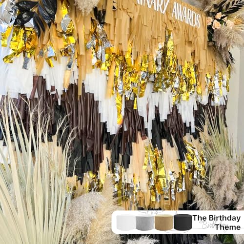 PartyWoo Gold Crepe Paper Streamers 4pcs 328 FT Gold Streamers - color: Gold-9573