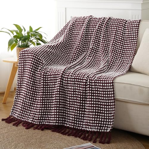 Battilo Throw Blanket for Couch, Red Textured Dot Throw Blankets, 50"x60" - color: Red Dot, size: 50"x60"