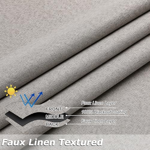 THOOO 100% Blackout Curtains Natural Linen Textured Blackout Curtains 63 Inch Length for Bedroom Living Room Nursery, Farmhouse Thermal Insulated Grommet Curtains Room Darkening 2 Panels,Linen - color: Linen, size: 52"W x 63"L (Pack of 2)