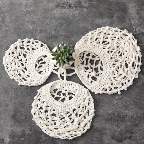 Honeydak 3 Hanging Baskets, Cream, Open Mesh Teardrop - color: Cream, style: Open Mesh Teardrop