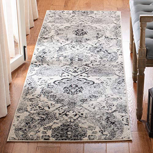 SAFAVIEH Madison Collection Runner Rug - 2'3" x 14', Cream & Silver, Boho Chic Glam Paisley Design, Non-Shedding & Easy Care, Ideal for High Traffic Areas in Living Room, Bedroom (MAD600D) - color: Cream/Silver, size: 2'3" x 14' (Runner)