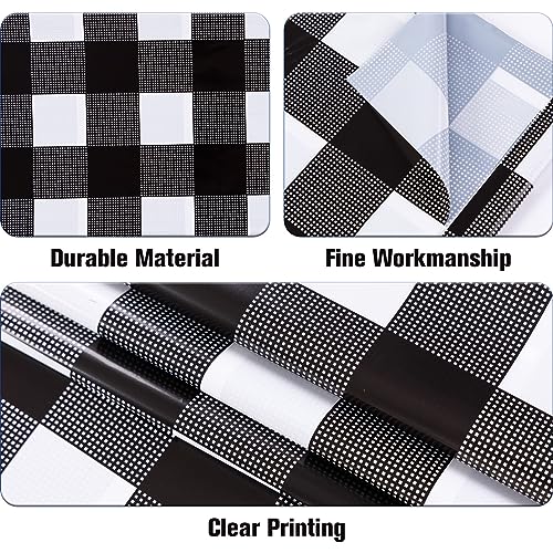 Kesfey Black Gingham Tablecloth Picnic Party Checkered Table Cover 3 Packs - color: Black and Grey