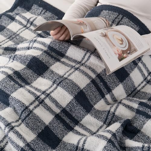 Battilo Navy Blue Checkered Throw Blanket, 50"x60" - color: Navy