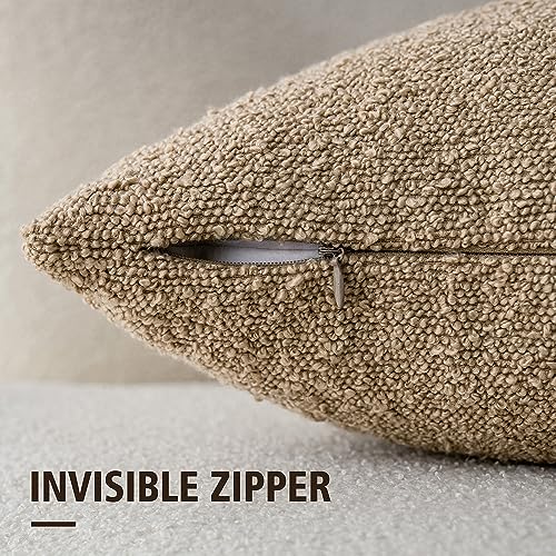 Foindtower Decorative Textured Boucle Throw Pillow Covers 16x16 Inch,Camel - color: Camel, size: 16" x 16" (Pack of 2)