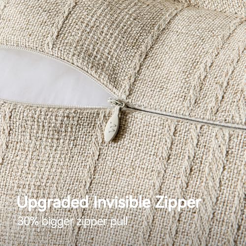 a moment Linen Pillow Covers Set of 2,Boho Farmhouse Throw Pillowcases Neutral Textured Decorative Covers for Couch Sofa Bed, Soft Linen Blend Accent Case Cushion Living Room Home Decor 20"x20"Khaki - color: Khaki, size: 20" x 20" (Pack of 2)