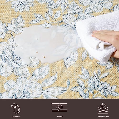 Laura Ashley – Anti-Fatigue Kitchen Mat | Iris Floral Design | Stain, Water & Fade Resistant | Cooking & Standing Relief | Non-Slip Backing | Measures 17.5” x 32”| Tawny Yellow Iris - color: Tawny Yellow, size: 32"L x 17.5"W x 0.47"Th