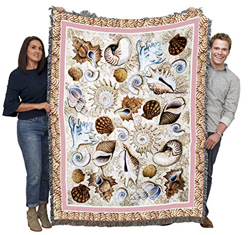 Pure Country Weavers Seashells Blanket by Elena Vladykina - Coastal Ocean Beach Gift Tapestry Throw Woven from Cotton - Made in the USA (72x54) - color: Seashells, size: 72" x 54"