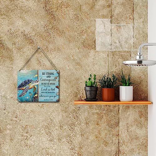 Beach Decor Sea Turtle Gifts Christian Bible Verse Wooden Wall Sign - color: Multi392