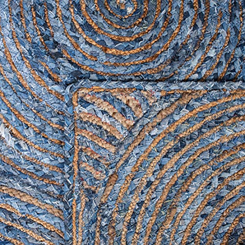 SAFAVIEH Cape Cod Collection 3' x 5' Blue/Natural CAP203M Handmade Boho Braided Circles Jute & Cotton Entryway Living Room Foyer Bedroom Accent Rug - color: Blue/Natural, size: 3' x 5' (Rectangular)