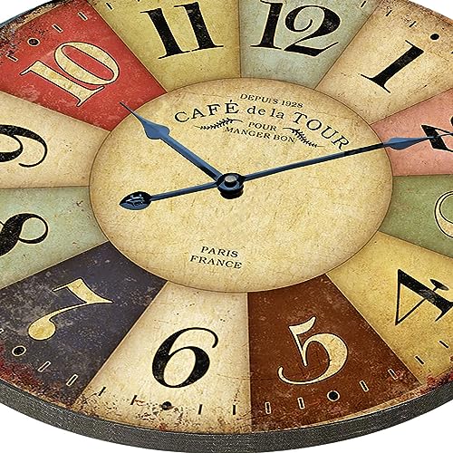 Vintage Wall Clocks 24 Inch Retro Colorful Farmhouse Clocks