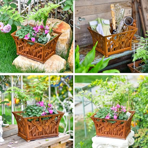 Sungmor Cast Iron Plant Basket with Non-Woven Growing Bag - Rust Rust - color: Rust Color - Rectangle