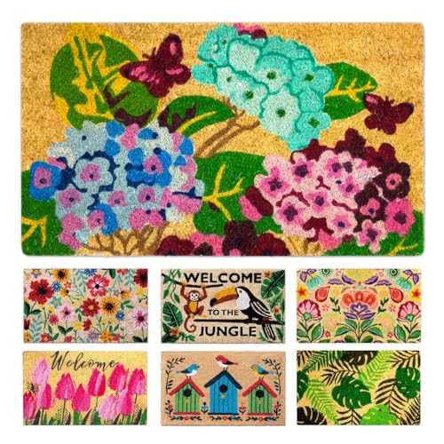 Coir Door Mats Outdoor and Indoor, Garden, 16 x 27,5 in - color: Garden