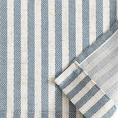 jinchan Linen Boxter Stripe Valances for Window 50 x 18 inch,Blue,1 Panel - color: Boxter Stripe | Blue on Linen, size: 50"W x 18"L (Pack of 1)