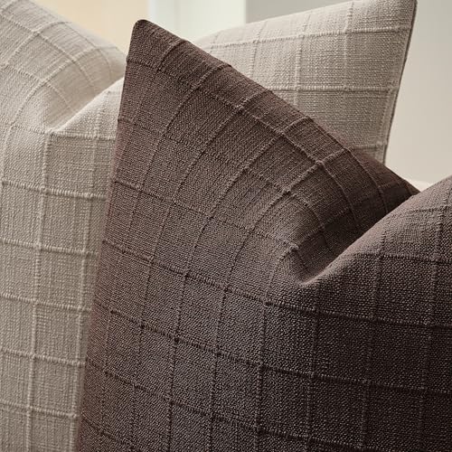 ZeeMart 2Pk Heavy Weight Artisanal Grid Pillow Covers 16x16in Chocolate - color: Chocolate, size: 16" x 16" (Pack of 2)