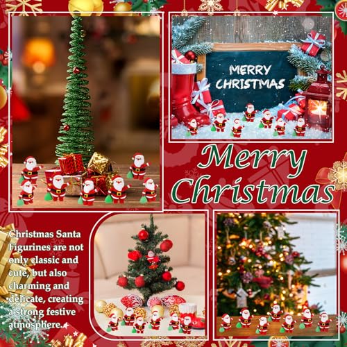 Halloscume 25 Pcs Mini Santa Christmas Figurines to Hide, White Skin