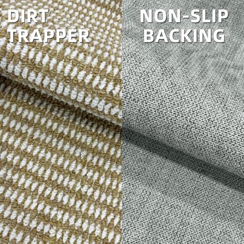 Mordem Ultra Thin Indoor Door Mat 36" x 60" Non-Slip Washable Entrance Mats Dirt Trapper Door Mat Absorbent Low-Profile Doormat for Front Back Door Patio and Porch Brown/White - color: Brown/White, size: 36"x60"