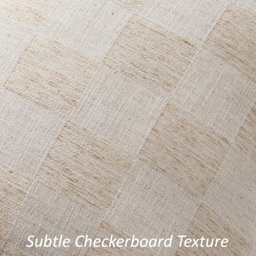 a moment Set of 2 Decorative Linen Throw Pillow Covers,Large Grid Textured Neutral Boho Farmhouse Cushion Covers,Soft Aesthetic Pillowcases for Couch Sofa Living Room Home Decor,24x24 Inch,Beige - color: Beige, size: 24" x 24" (Pack of 2)