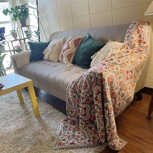 UKELER Flannel Sherpa Throws 60'' x 50', Cute Floral Design Soft Plush Flannel Blanket Throws for Bed/Couch/Sofa/Office/Camping - color: A-floral, size: 50''x60''