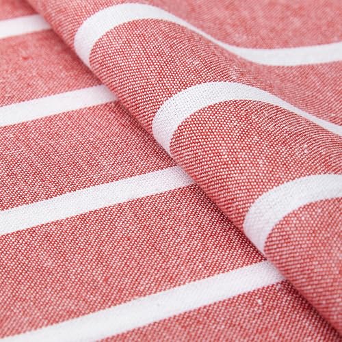 Encasa XO Table Runner, Woven Cotton Dining Linens 13"x72" Red - color: Roma Red Stripes, size: 13x72 in